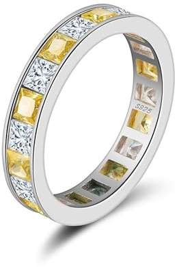 HeyMeili Anillo de plata de ley 925 eternidad anillo cristales circonita diamante Cz mujer anillos apilables de compromiso promesa bodas aniversario