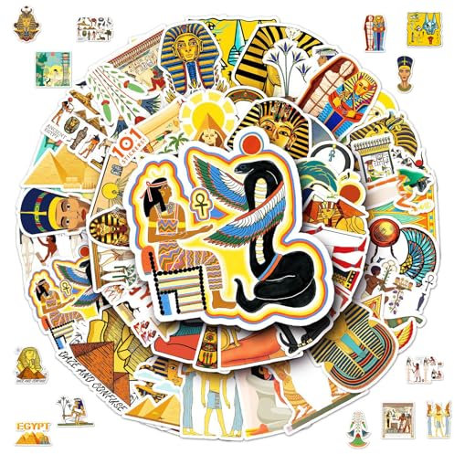 Ägypten Aufkleber, Egypt Sticker, Ägyptische Pharaonen Aufkleber, Ägypten Wasserfeste Sticker Set, Egypt Pharaoh Vinyl Aufkleber für Auto Laptop Skateboard Fahrrad Motorrad Scrapbook(2 X 50 Stück)