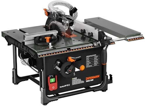 DOVAMAN DTS02M Sega Circolare da Banco, 98% di Raccolta della Polvere, 2000W con Lama da 216 mm, Taglio Max 60mm(90°) e 40mm(45°), Storage sullo Strumento, Banco Sega Ideale Per Lavori in Legno & DIY