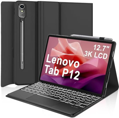 WINCHKING Custodia con tastiera per Lenovo Tab P12 Black