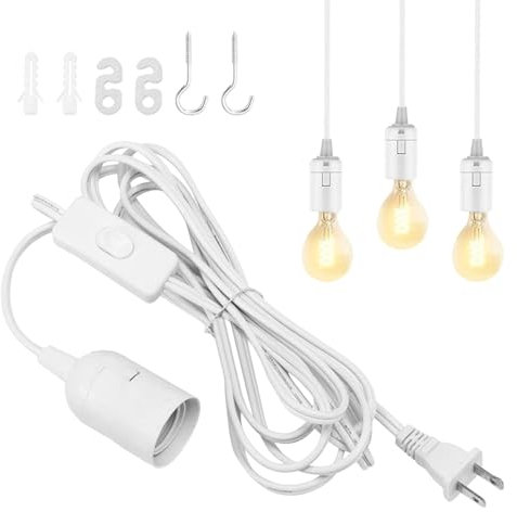 Portalampada E27 con interruttore, lampada con interruttore, lampada con spina, portalampada con design della luce regolabile, interruttore con cavo di alimentazione 3M e spina europea, ideale per