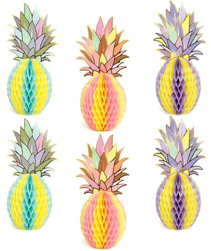 Ananas Deko,Hawaii Party Deko,Dschungel Deko Geburtstag,Hawaii Deko,Wabenbälle,Wabendekoration,Papier Wabenbälle,Papier Waben Dekoration,Summer Party Decorations,6 Stück