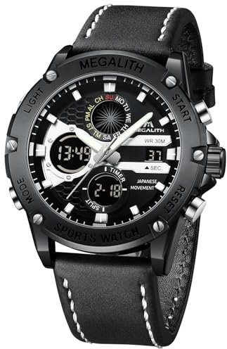 MEGALITH Uhren Herren Digital Armbanduhr: Militär Schwarz Wasserdicht Sport Herrenuhr mit Wecker Stoppuhr - Digitaluhr Herren Groß Zifferblatt