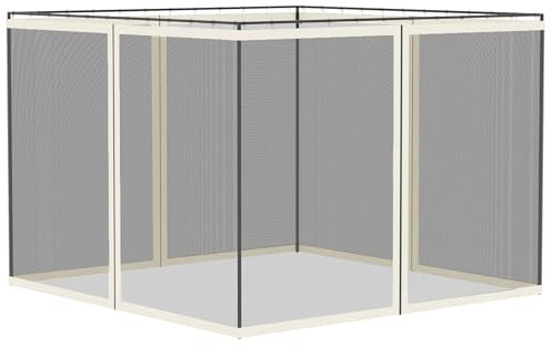 Outsunny Moustiquaire universelle de rechange pour tonnelle de 3 x 3 m avec fermetures éclair pour tonnelle de 3 x 3 m, paroi latérale uniquement, blanc