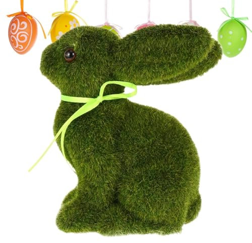 Salyeeluly Moos Kaninchen - Beflockte Tierskulptur - Dekorative Gartenskulptur für Osterferien Beflockte Tier Gartenskulptur Garten