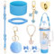 Cup Accessory Set Compatible with Stanley,7PCS Cup Decor Includes Straw Cover,Water Bottle Handle Strap,Silicone Cup Boot,Charms for 40oz & 30 oz Tumbler,Blue