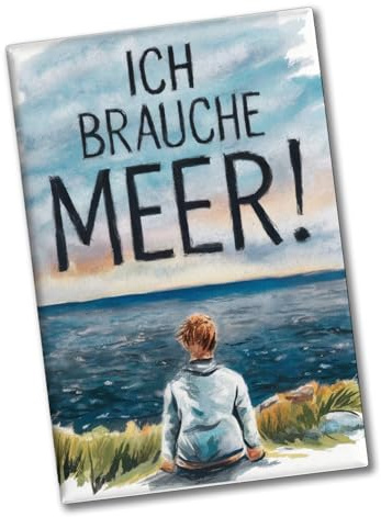 Person blickt aufs Meer Souvenir Souvenir Magnet - Ich Brauche Meer für Kühlschrank oder Büro, lustiger Geschenkartikel