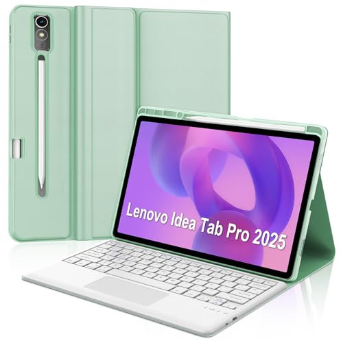 FOGARI Teclado con Touchpad para Lenovo Idea Tab Pro 12.7 2025, Español Ñ Teclado Bluetooth con Trackpad para Lenovo Idea Tab Pro 12.7 2025 Funda, Verde Claro