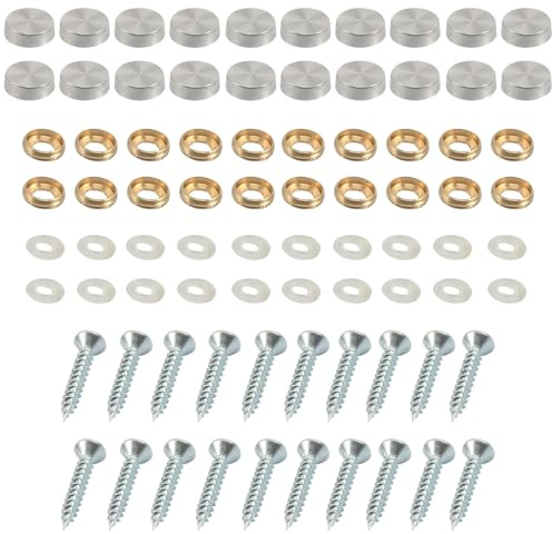 20 Stück Chrom-Schraubabdeckkappen, dekorative Kuppelkappen für Spiegelschrauben, Möbel und Befestigungen, sicheres Clip-On-Design (Silber, 10 mm)