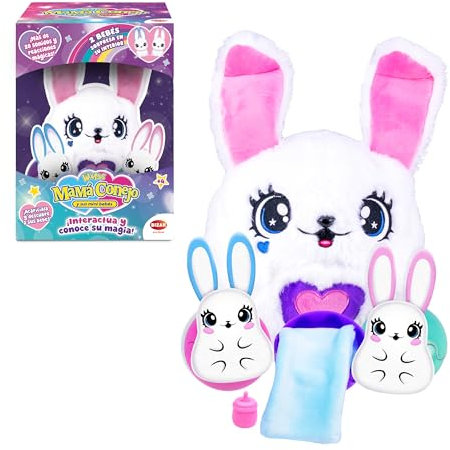 Bizak Mamá Conejo y Sus Mini Bebés Sorpresa – Peluche Interactivo con Sonidos y Mini Conejitos, +3 años, (64161001)