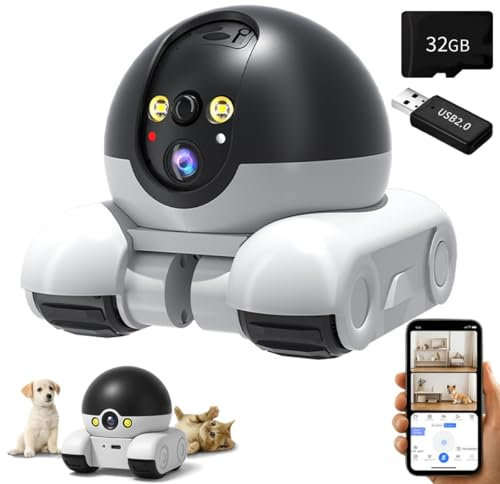 The Blinky Bot Camera, Blinky Bot Pro, The Tiny Robot Pal, 360° View Blinkybot Robot, Dual-Lens Smart Robots on Wheels, 1080p HD Wi-Fi Mobile Indoor Movable Security with 2-Way Talk & App Control