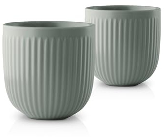 Eva Trio | Legio Nova Tasse 34 cl ohne Henkel 2 St. Sage |Langlebiges Porzellan für den Alltag und für festliche Anlässe | Sage