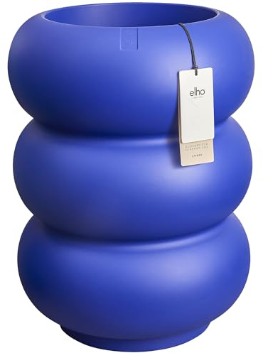 Elho Amber Roll High 43 - Maceteros Decorativos - Interior & Exterior - 100% Plástico Reciclado - Ø 43 x H 58 cm - Azul/Royal Blue