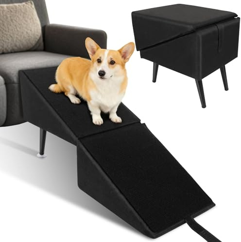 Orifesio Hundetreppe Klappbar, rutschfeste Hundetreppe für Kleine Hunde, Hunderampe für Sofa Bett, Haustiertreppe Faltbar, Multifunktional Fußhocker für Haustiere, Kleine Hunde, Katzen