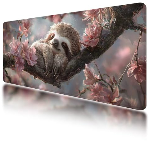Mauspad XXL 800x300 mm, Gaming Mauspad XXL Grau, Schreibtischunterlage Faultiere, Gaming Mousepad Groß mit Rutschfeste Gummibasis, Spezielle Oberfläche, Wasserdicht Mousepad für PC, Laptop, Büro, O-72