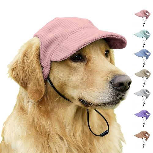 Haustier-Baseballkappe mit Ohrlöchern - Mehrfarbige Hundemütze& Katzenhut, Sonnenhut Hund für Sommer & Herbst, Hundebaseballkappe & Hunde Cappy als Strandkopfzeug für Welpen & Katzenbabys (Rosa, M)