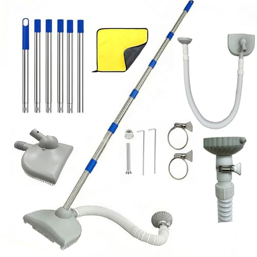 Aspirateur de Piscine avec Tuyau,Nettoyeur de Sol de Piscine avec Tuyau Rétractable 350 cm, Aspirateur de Sol avec Tige Télescopique de 230 cm, pour Piscine, Etang, Jacuzzi, Salle de Bain et Spa