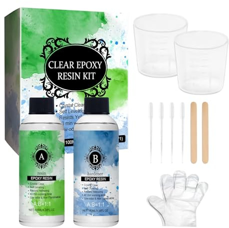 Resin Kit 2 x 3 Unzen, Fast Curing Epoxy Resin Clear - Anti-Gelbing Self-Leveling Hardener High-Gloss for Repair Jewelry Craft Art