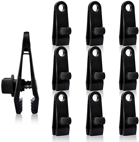 10 Pezzi Clip per Tende Ganci per Teloni di Fissaggio con a Forma di Squalo Morsetti Tarp Clips Campeggio Regolabili per Telo Ombreggiante Roulotte Coperture per Auto Camion Piscine e Barche