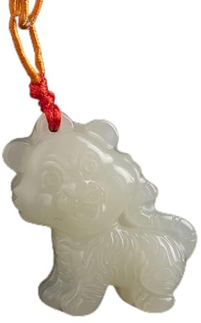LKLNKVL Collier Feng Shui en jade, pendentif porte-bonheur du zodiaque chinois, pendentif animal mignon(Tiger)