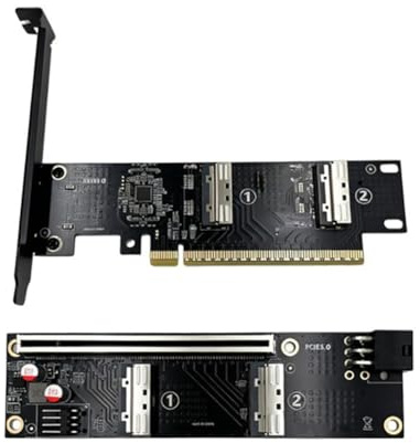 Xnuiasqe 2 Port MCIO 5.0 to PCI-E 5.0 X16 Adapter Card with MCIO to PCIE X16 Baseboard for Graphics Card Server