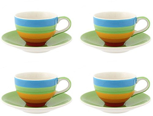 Rainbow Espresso Cup And Saucer Set of 4 - H:7cm W:11.5cm D:11.5cm