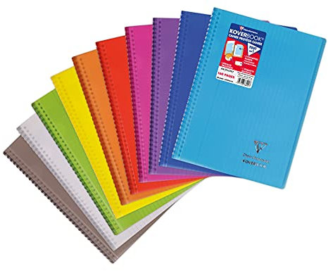 Clairefontaine 376401C Un Cahier à Spirale Koverbook - A4 21x29,7 cm - 160 Pages Grands Carreaux - Papier Blanc 90 g - Couverture Polypro Couleur Aléatoire