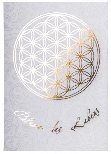 Berk Blume des Lebens Postkarte Gold/Weiß DIN A6 GRUSSKARTE