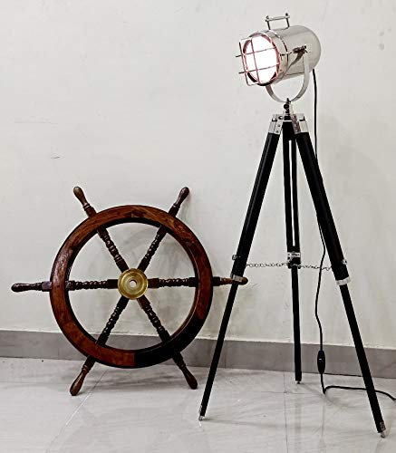 Beautiful Marine Decorative Designer Nautical Spot Searchlight Floor Lamp Black Tripod Xmas & New Year Gifts
