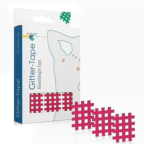 Medi-Tape Gittertape Typ A – 180 Stück Gitterpflaster, Hochwertiges Akupunkturpflaster - Cross Tape Schmerzpunkte oder als Narbenpflaster, Selbstklebend und vielseitig einsetzbar, Pink