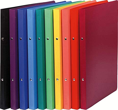 Exacompta 54199E Ringbuch in 10 Farben (PP 500µ, 2 Ringe, Rücken 20 mm, Blickdicht, DIN A4) (2, A4)