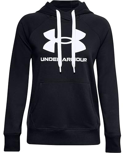 Under Armour Damen Rival Fleece Logo Hoodie, Black / White / White, XXL