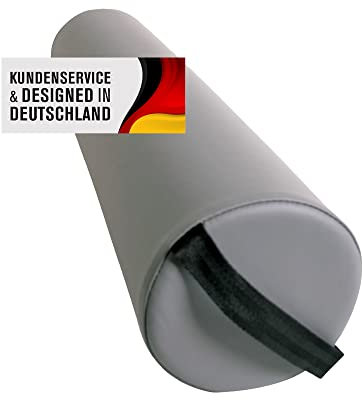 Promafit Massage Lagerungsrolle mit Griff für die Massageliege - Vollrolle Knierolle mit PU-Bezug wasserabweisend (Grau)