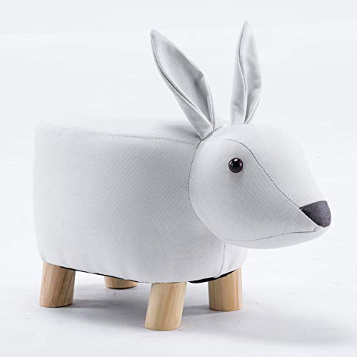 THC Living Tierhocker klein Stoff Holzbeine Deko Hocker Kinderhocker Wilde Tiere Kinder Hocker Wild Animals (Hase)