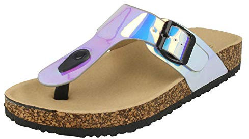 Spot On Flache Hologramm-Sandalen für Damen., Blau - blau - Größe: 39 EU