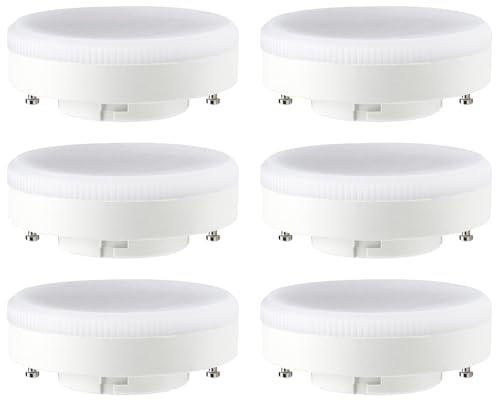 Juego de 6 bombillas LED (10 W, GX53, mate, 932 lm, luz blanca fría, 6500 K)