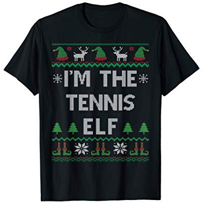 Tennis Elf Ugly Christmas T-Shirt