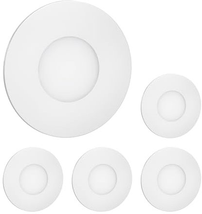 ledscom.de 5 LED luz de escalera/plafón empotrable FEX para interiores y exteriores, redondo, 85mm Ø, blanco frío