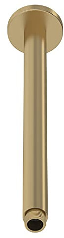 nuie ARM816 Fixed Heads Modern Bathroom Round Ceiling Mounted Shower Arm, 300mm, Brushed Brass