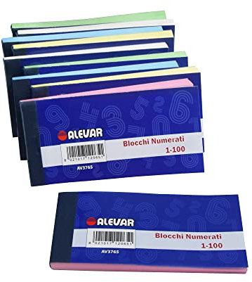 Alevar Zahlenblöcke 1-100, Format 5,8 x 12 cm, 10 Blöcke, 2 x 5 Farben, hellblau, gelb, grün, rosa, weiß