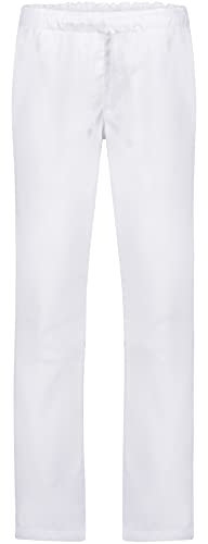 B-well Batista Pantaloni Infermiere Pantalone Sanitario Unisex Pantaloni Sanitari Pantaloni Medici con Elastico in Vita e 1 Tasca Posteriore, Bianco, S