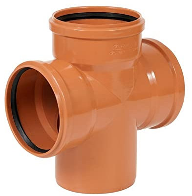 KG Doppelabzweig DN160 90° 4×160 PP Orange – Kreuzstück