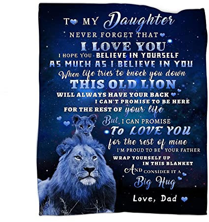 TGRUIHM Geschenke für Tochter, Tochter Geschenke von Vater, Tochter Löwe Decke, Tochter Geburtstagsgeschenke, Vater Tochter Geschenke, für Tochter, super weiche, gemütliche Flanell-Überwurfdecke, 127