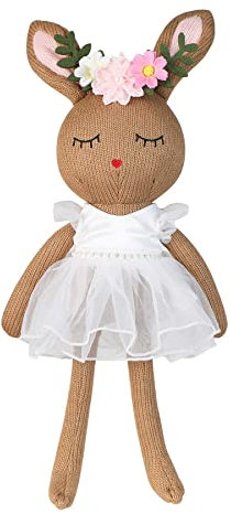 JUSTQUNSEEN Hase Kuscheltier 42cm plüschhase, Baby Geschenk mädchen, Kuscheltier hase für Mädchen, Jungen & Babys, Plüschhase zum Spielen und Knuddeln als Geschenk geeignet (braun)