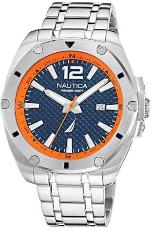 nautica Men's Quartz Stainless Steel Strap, Silver, 22 Casual Watch (Model: NAPTCS220)