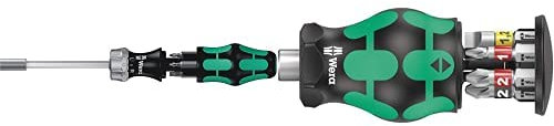 Wera Kraftform Kompakt 27 RA 1 SB Ratcheting Screwdriver & Bits, PH/PZ/SL, 7pc, 05073660001 and Kraftform Kompakt Stubby Magazine 2, 6 Pieces, 05008874001