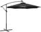 Outsunny 3(m) Banana Cantilever Parasol with Solar LED Lights, Garden Umbrella with Cross Base and Crank Handle, Hanging Offset Sun Shade for Outdoor, Patio, Black
