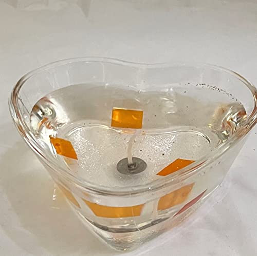 Glas Herz Gel Kerze im Glas nachfüllbar lange Brenndauer bunt Garten Wohnraum Tischlicht Beleuchtung modern Höhe ca. 5 cm, Durchmesser ca. 11 cm mit bunte Gläser, Oberstdorfer Glashütte