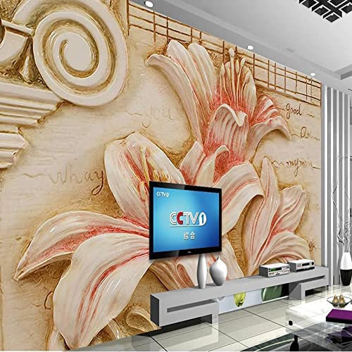 YABAOST Fotomurales Xxl 400X280Cm Fotomural Tv Foto Mural Pared 3D Moda Rosa Flores Fotomurales Decorativos Papel Tapiz Estéreo 3D Fotomurales 3D Fotomural Vinilo Papel Pintado