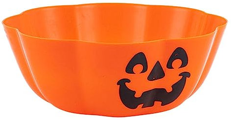 DOITOOL Halloween Trick Or Treat Candy Bowl Creative Pumpkin Salad Bowl Plastic Halloween Fruit Bowl Snack Dish for Halloween Party Decor Supplies, Orange